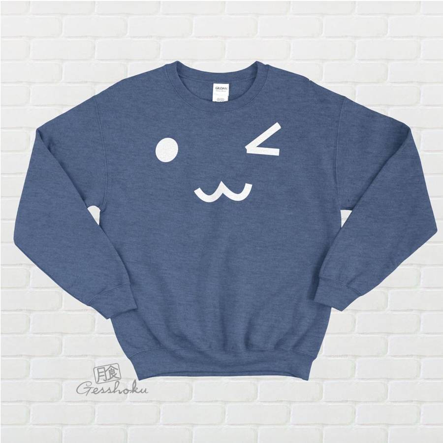 Kawaii Face Crewneck Sweatshirt - Heather Blue