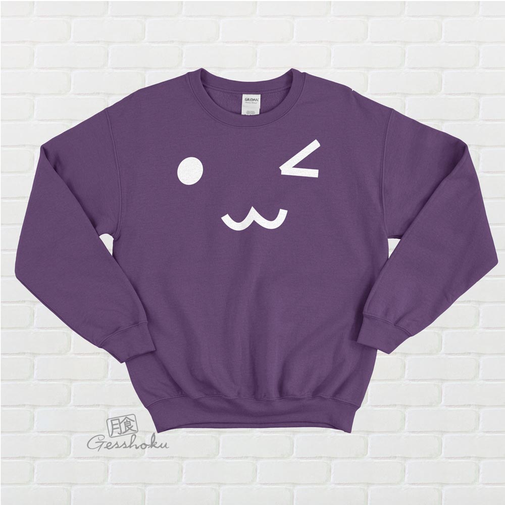 Kawaii Face Crewneck Sweatshirt - Purple