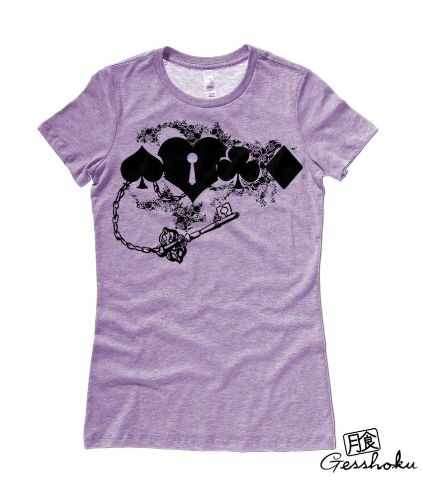 Key to My Heart Card Suit Ladies T-shirt - Heather Purple