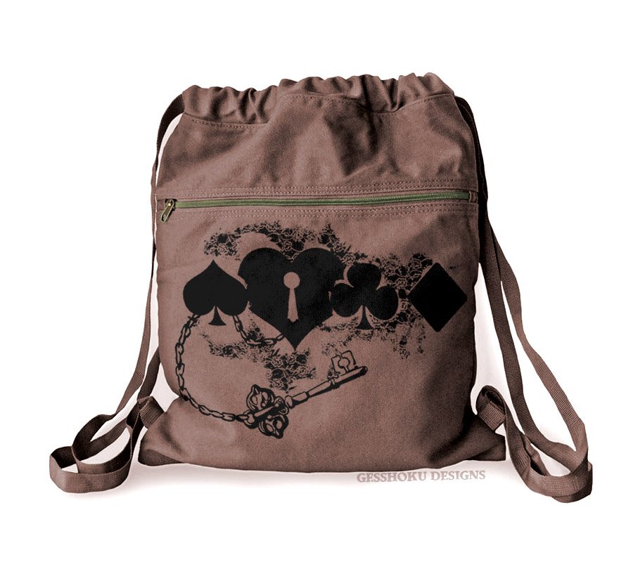 Key to My Heart Cinch Backpack - Brown