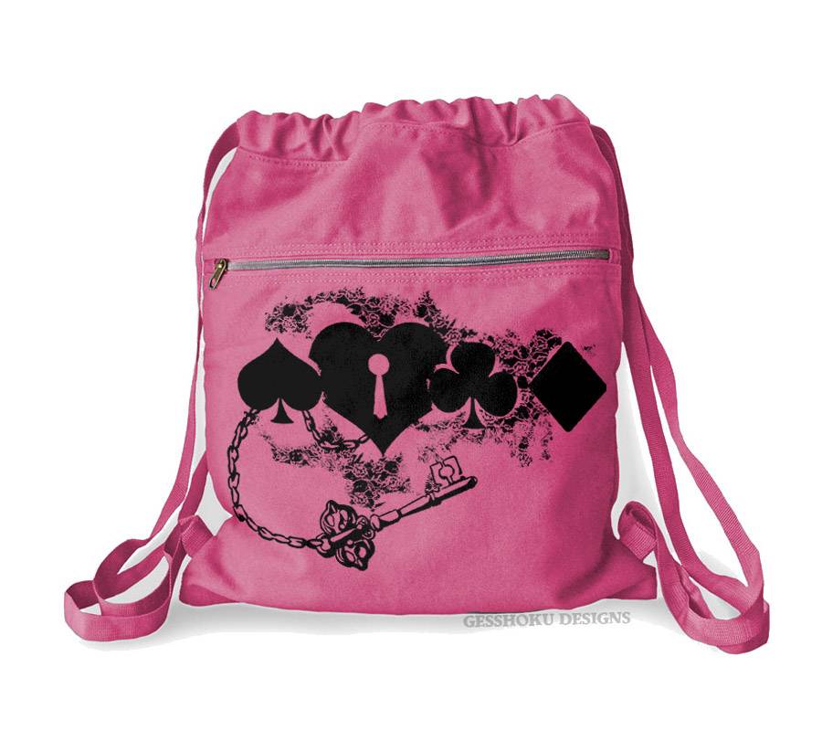 Key to My Heart Cinch Backpack - Raspberry