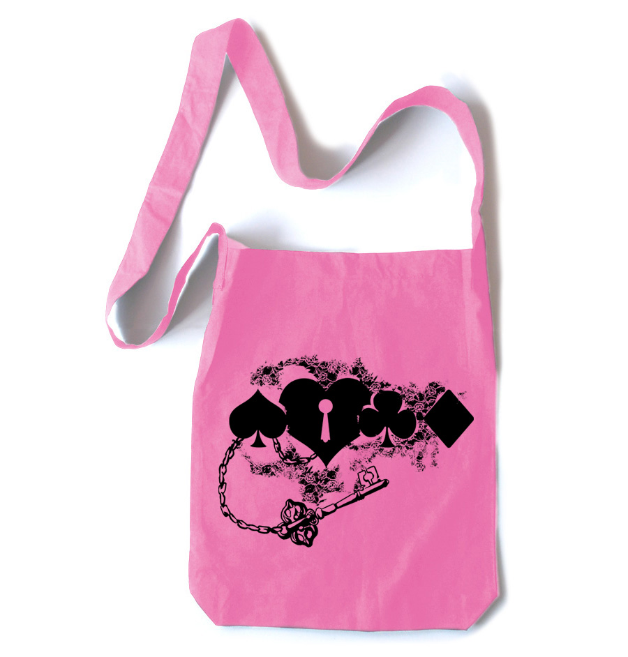 Key to My Heart Card Suit Crossbody Tote Bag - Pink