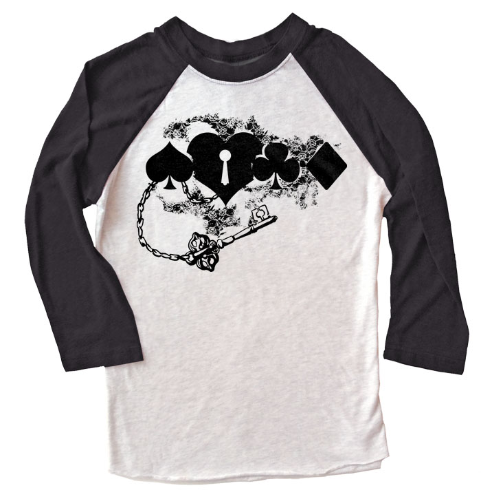 Key to My Heart Raglan T-shirt 3/4 Sleeve - Black/White