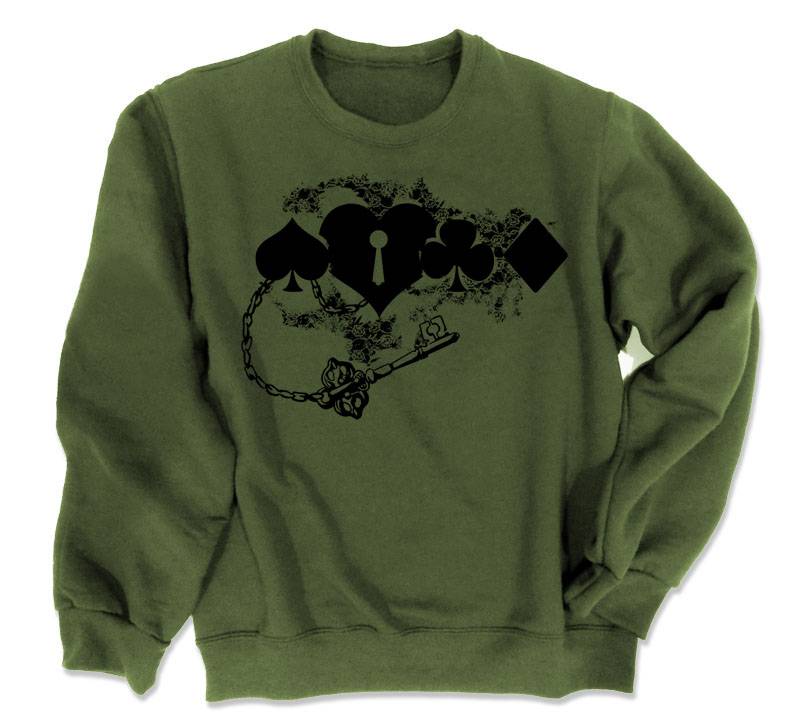 Key to my Heart Crewneck Sweatshirt - Olive Green