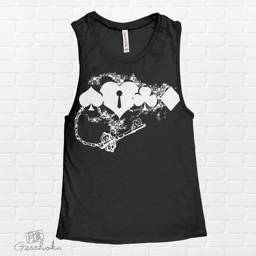 Key to My Heart Sleeveless Tank Top - Black