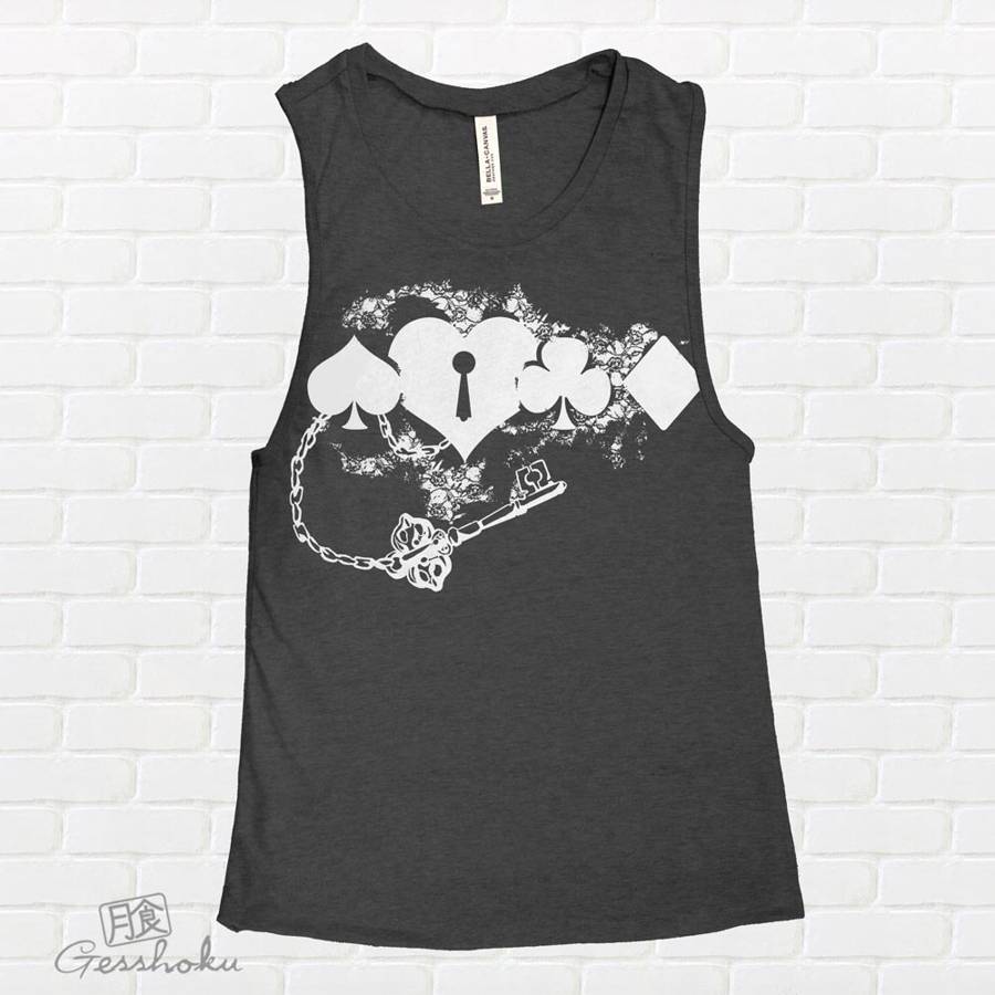 Key to My Heart Sleeveless Tank Top - Charcoal Grey