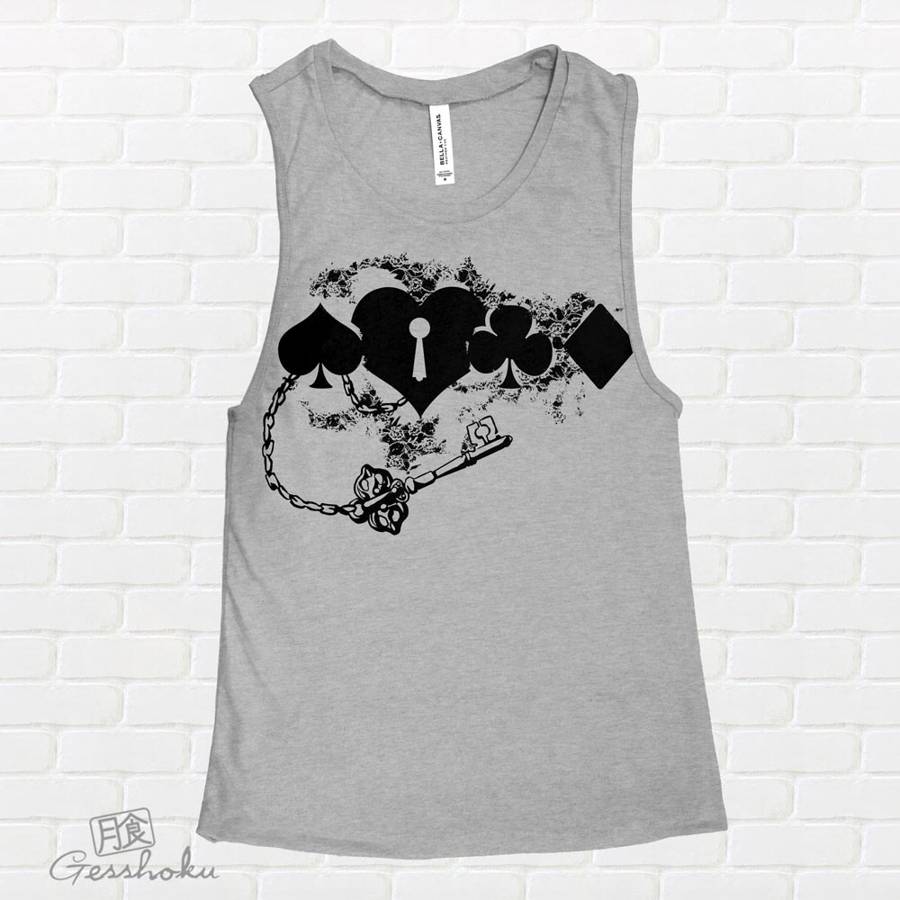 Key to My Heart Sleeveless Tank Top - Light Grey