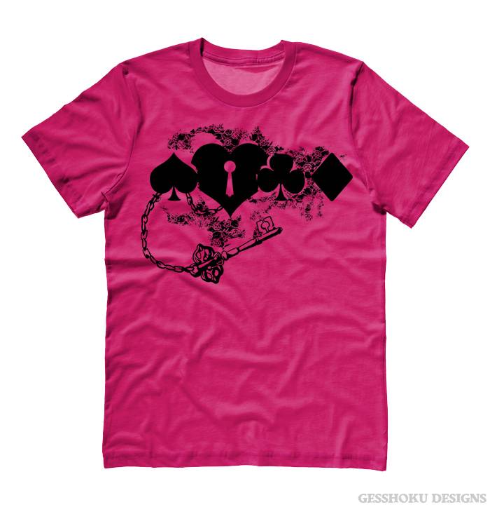 Key to My Heart Card Suit T-shirt - Hot Pink