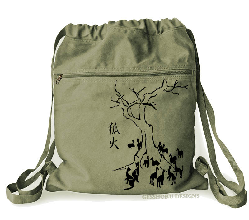 Kitsune Fire Cinch Backpack - Khaki Green