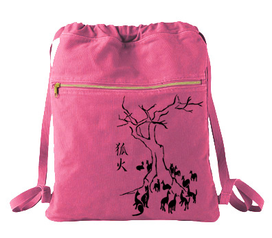 Kitsune Fire Cinch Backpack - Raspberry