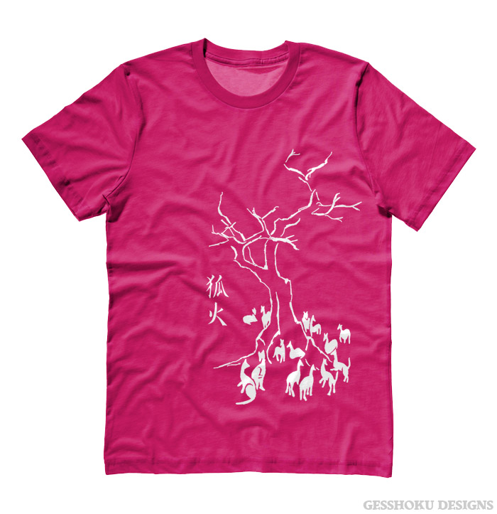 Kitsune Fire T-shirt - Hot Pink