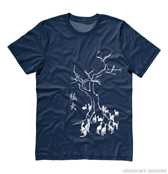 Kitsune Fire T-shirt - Heather Navy