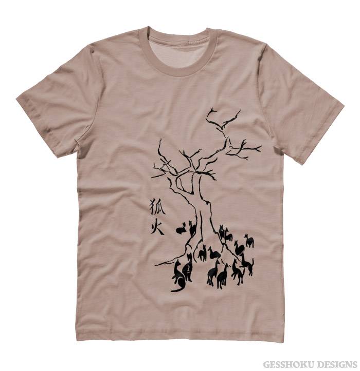 Kitsune Fire T-shirt - Khaki Brown