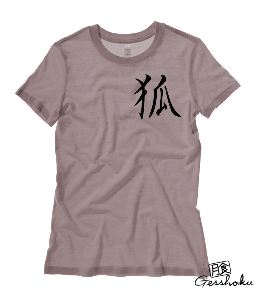 Kitsune Kanji Ladies T-shirt - Pebble Brown