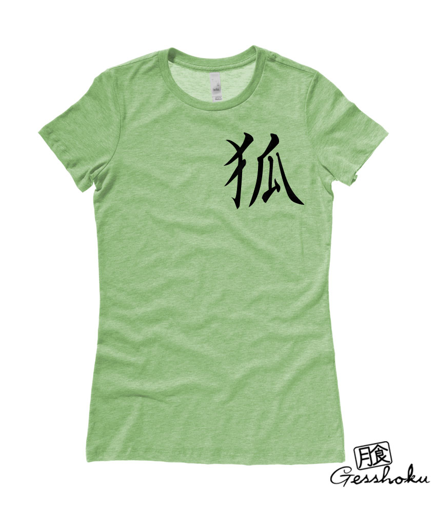 Kitsune Kanji Ladies T-shirt - Heather Green