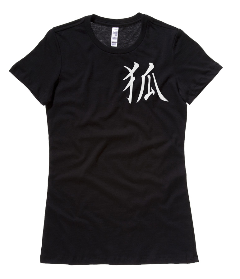 Kitsune Kanji Ladies T-shirt - Black