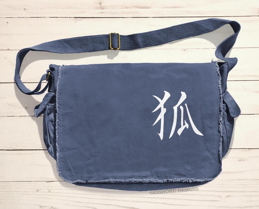 Kitsune Kanji Messenger Bag - Denim Blue