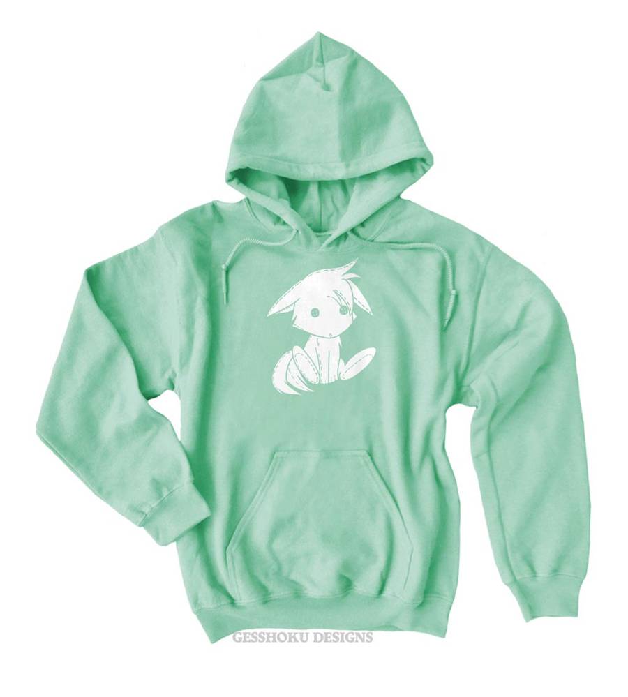 Plush Kitsune Pullover Hoodie - Mint