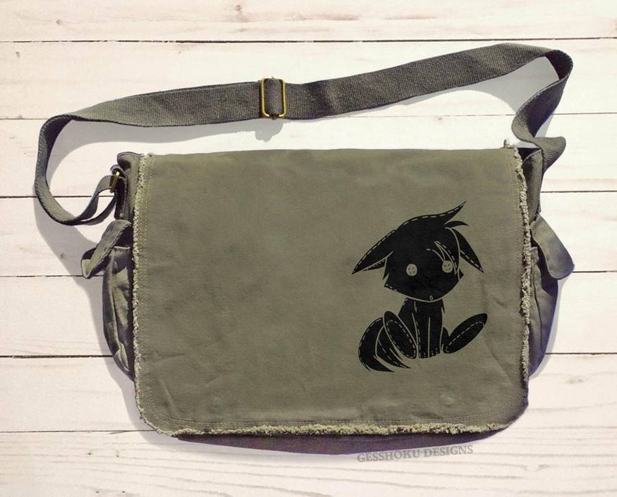 Plush Kitsune Messenger Bag - Khaki Green