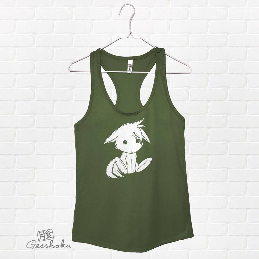 Plush Kitsune Flowy Tank Top - Olive Green