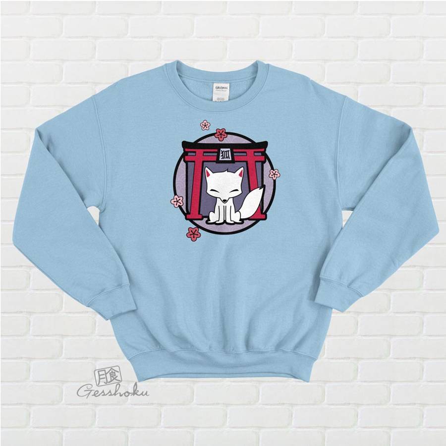 Kitsune Shrine Crewneck Sweatshirt - Light Blue