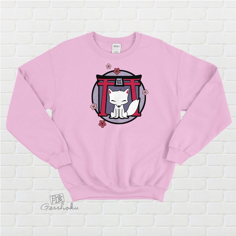 Kitsune Shrine Crewneck Sweatshirt - Light Pink