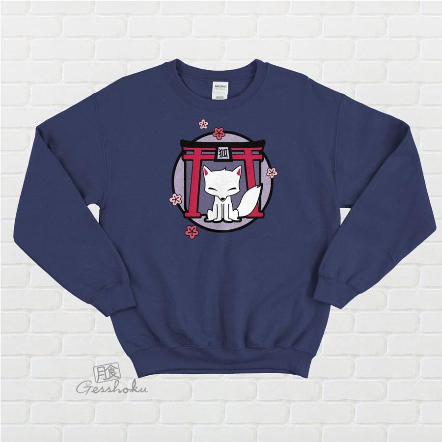 Kitsune Shrine Crewneck Sweatshirt - Navy Blue