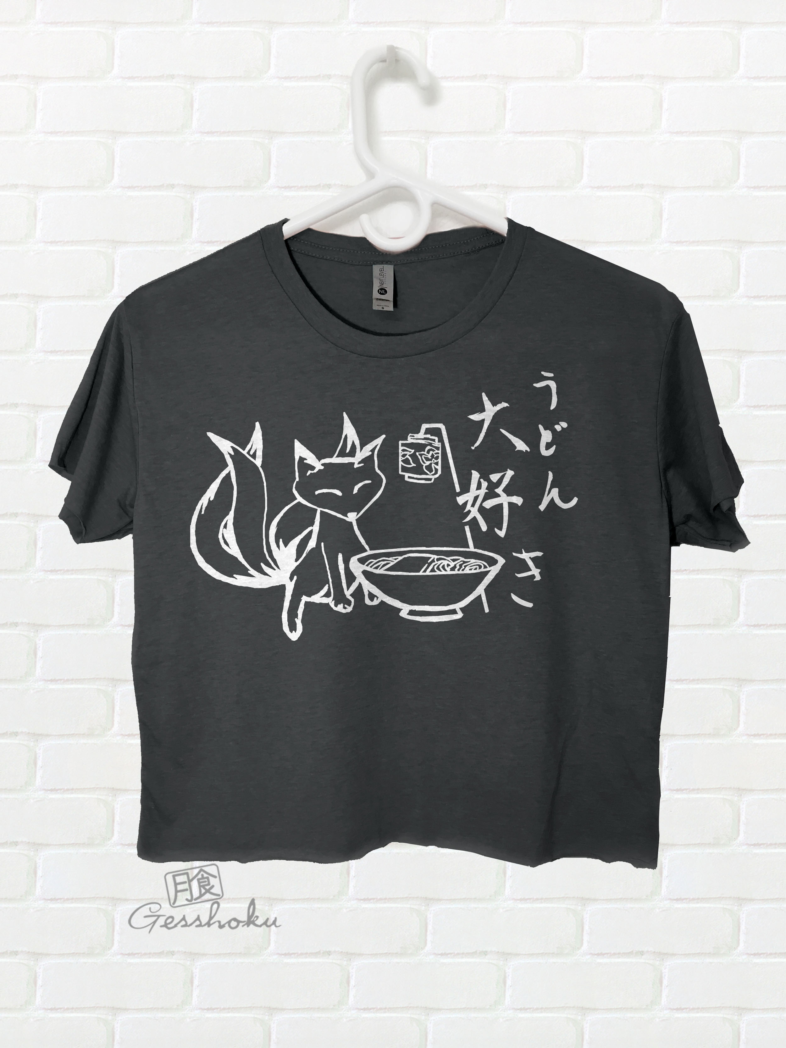 Kitsune Udon Crop Top T-shirt - Black