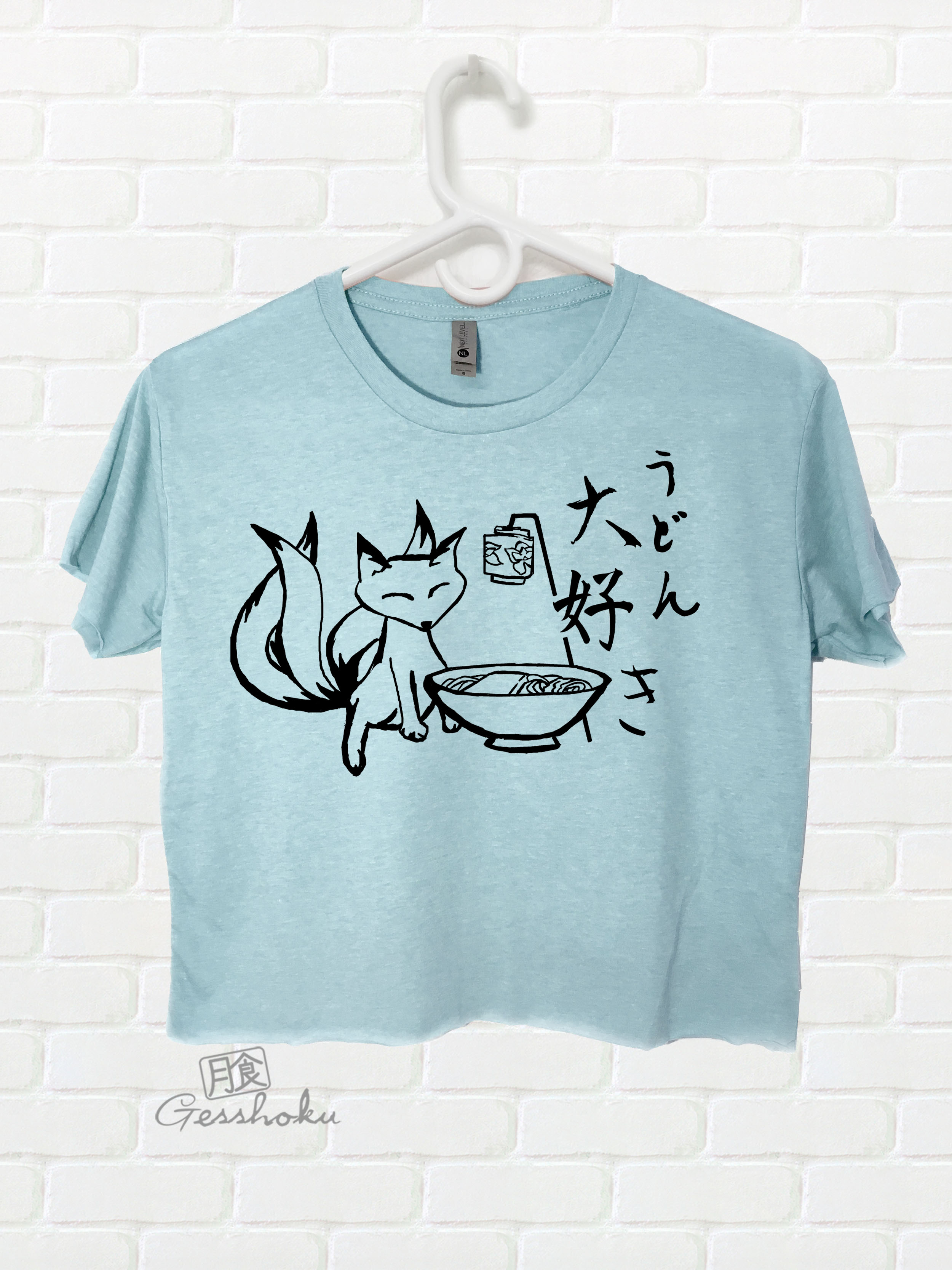 Kitsune Udon Crop Top T-shirt - Blue