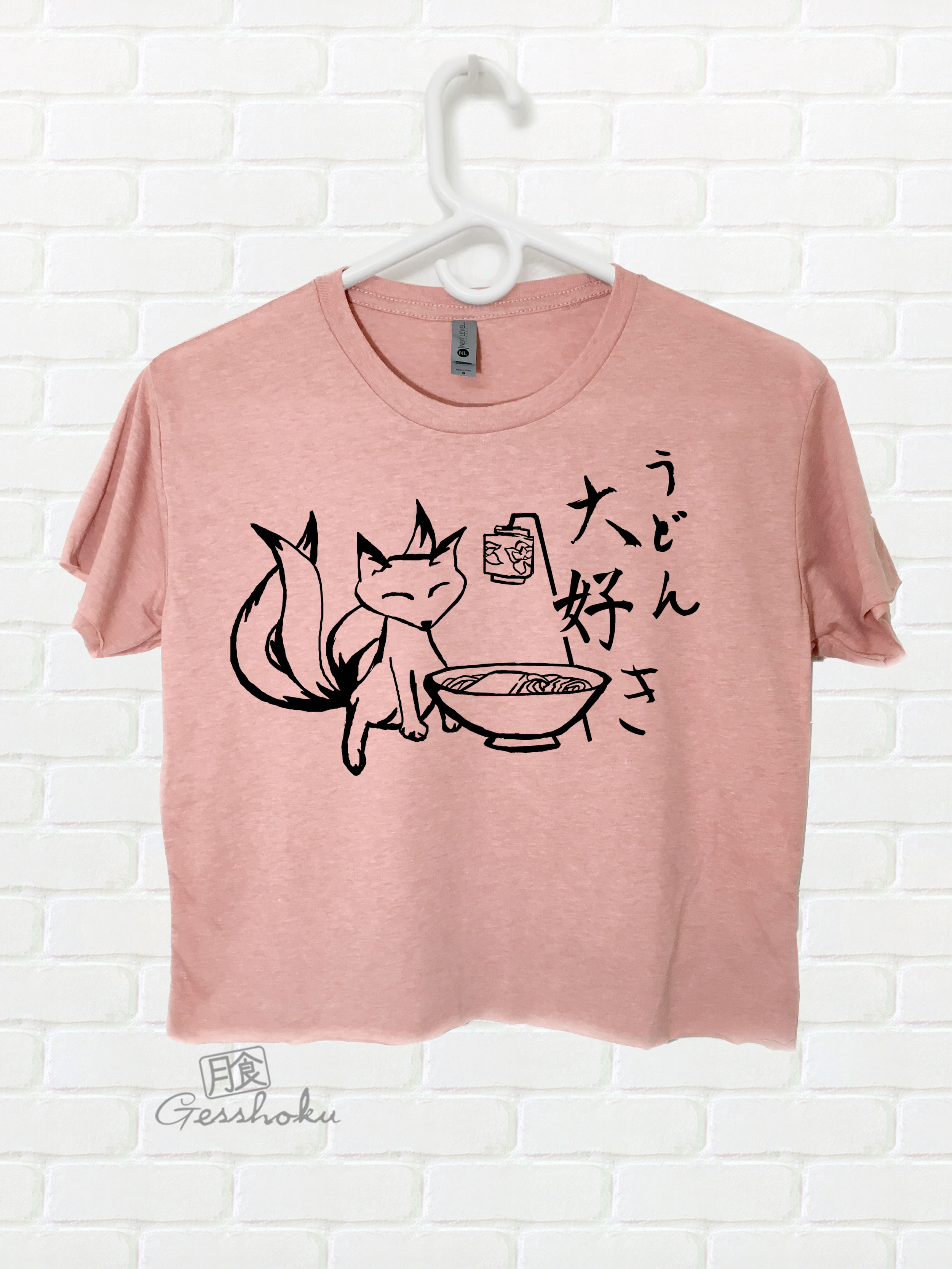 Kitsune Udon Crop Top T-shirt - Pink