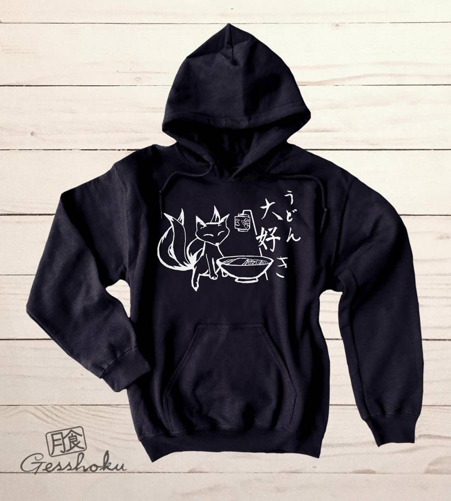 Kitsune Udon Pullover Hoodie - Black