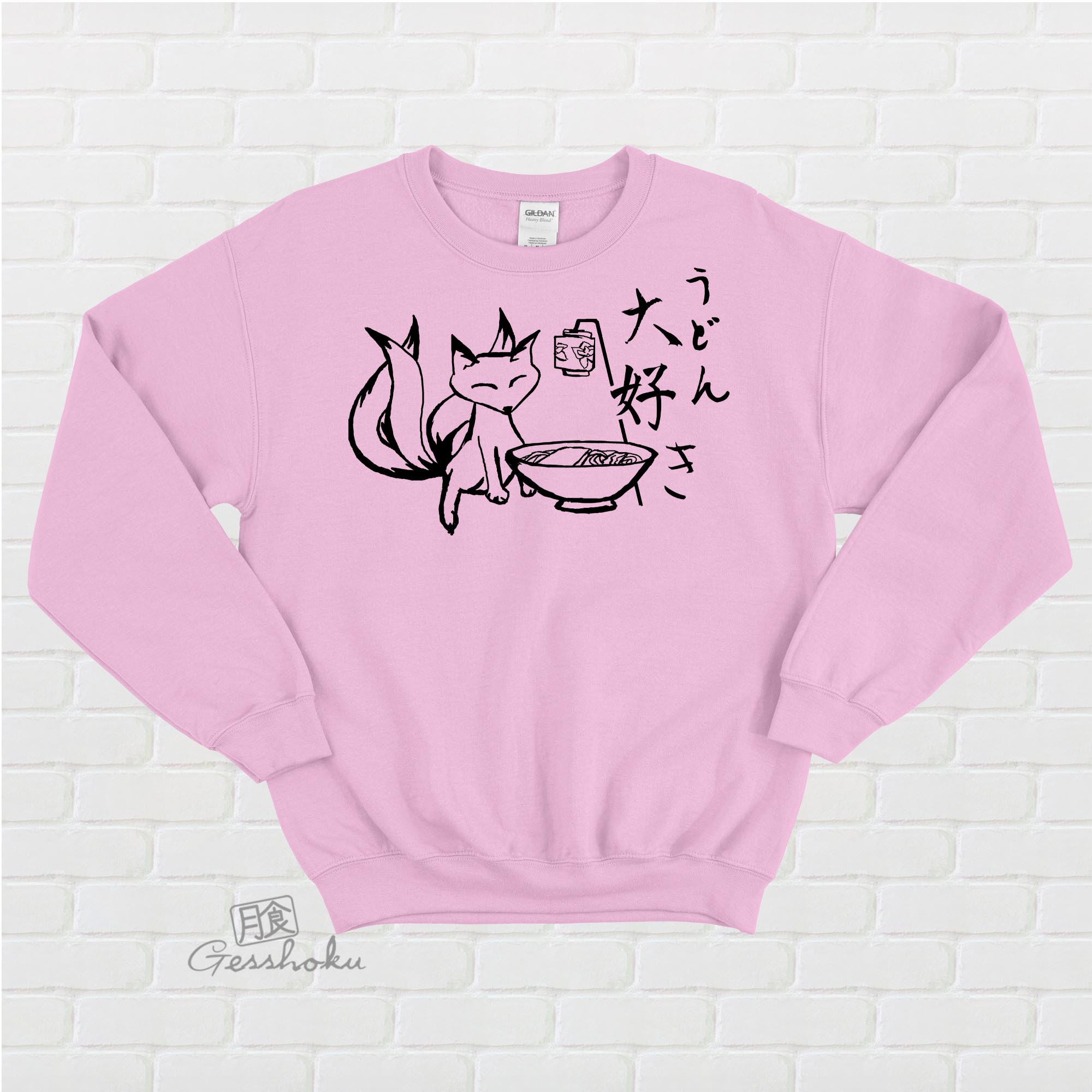 Kitsune Udon Crewneck Sweatshirt - Light Pink