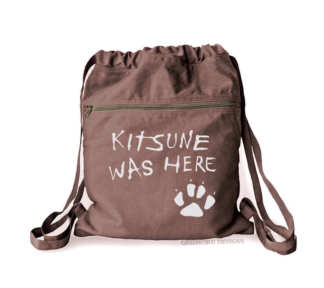Kitsune Was Here Cinch Backpack - Brown