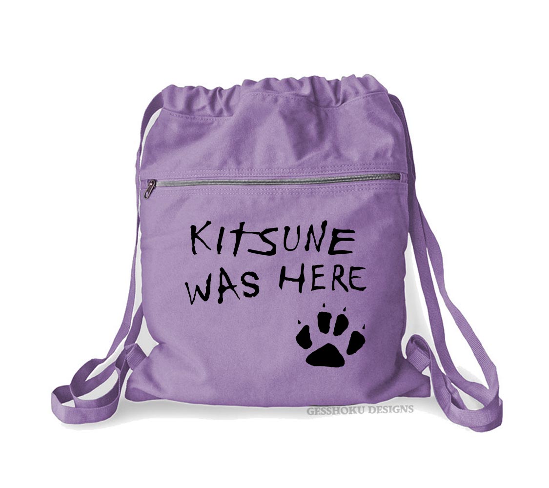 Kitsune Was Here Cinch Backpack - Purple