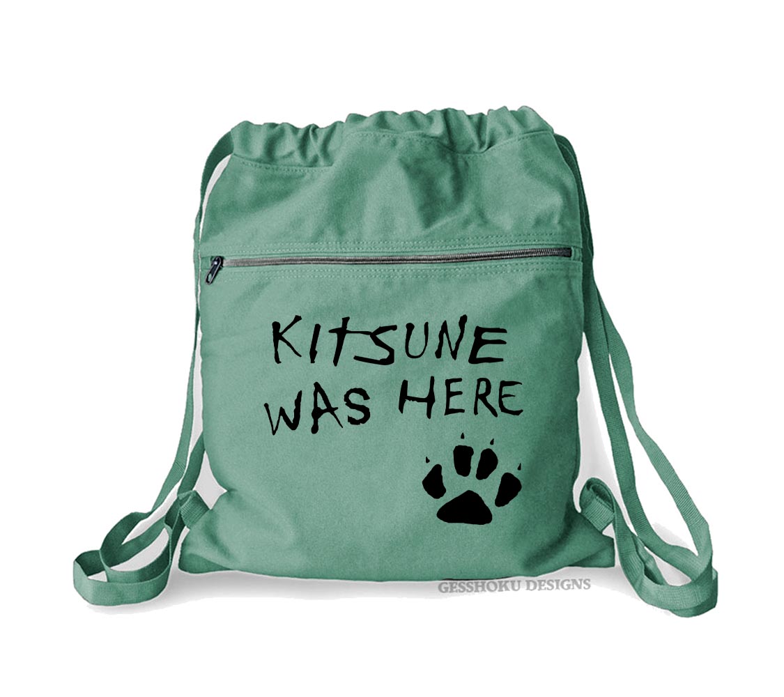 Kitsune Was Here Cinch Backpack - Seafoam