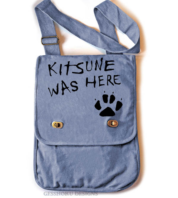 Kitsune Was Here Field Bag - Denim Blue