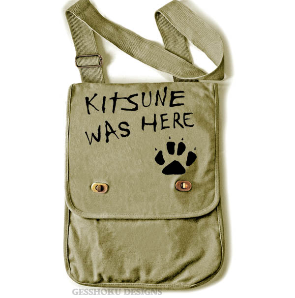 Kitsune Was Here Field Bag - Khaki Green