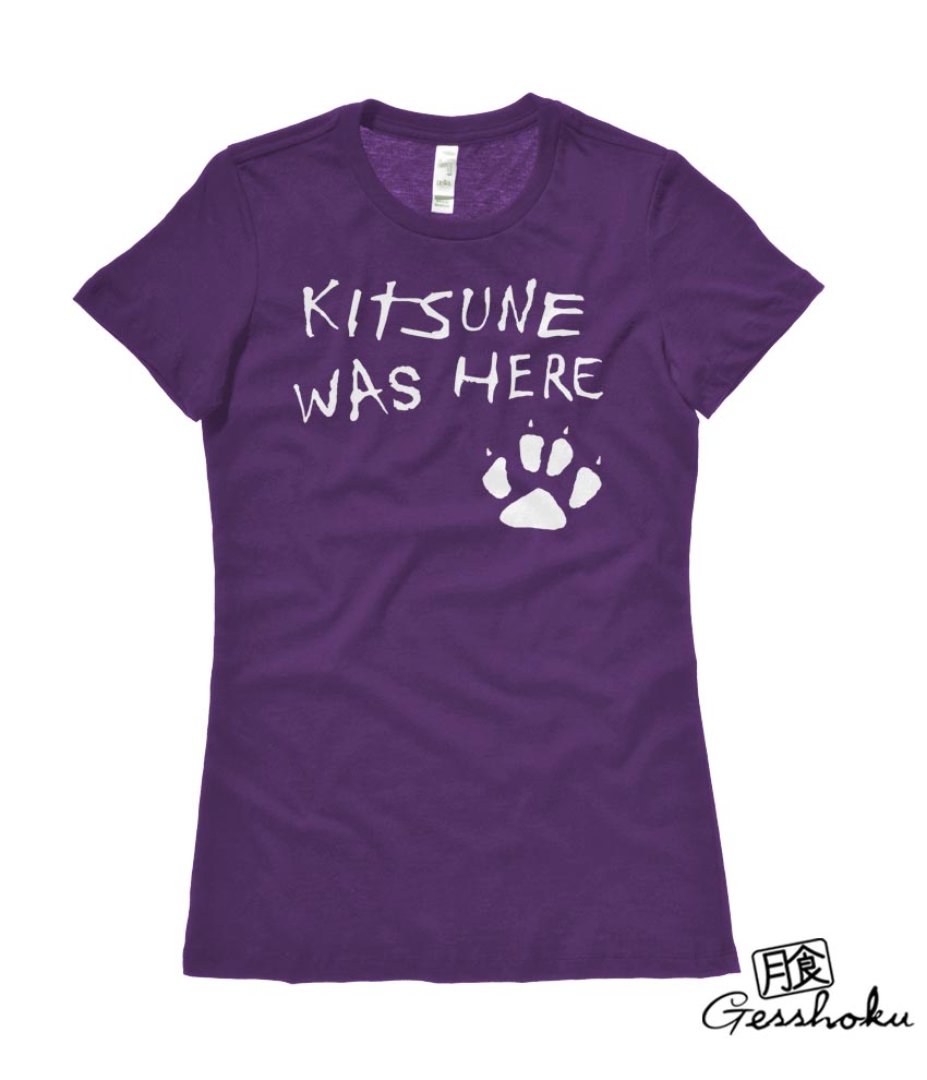 Kitsune Was Here Ladies T-shirt - Purple