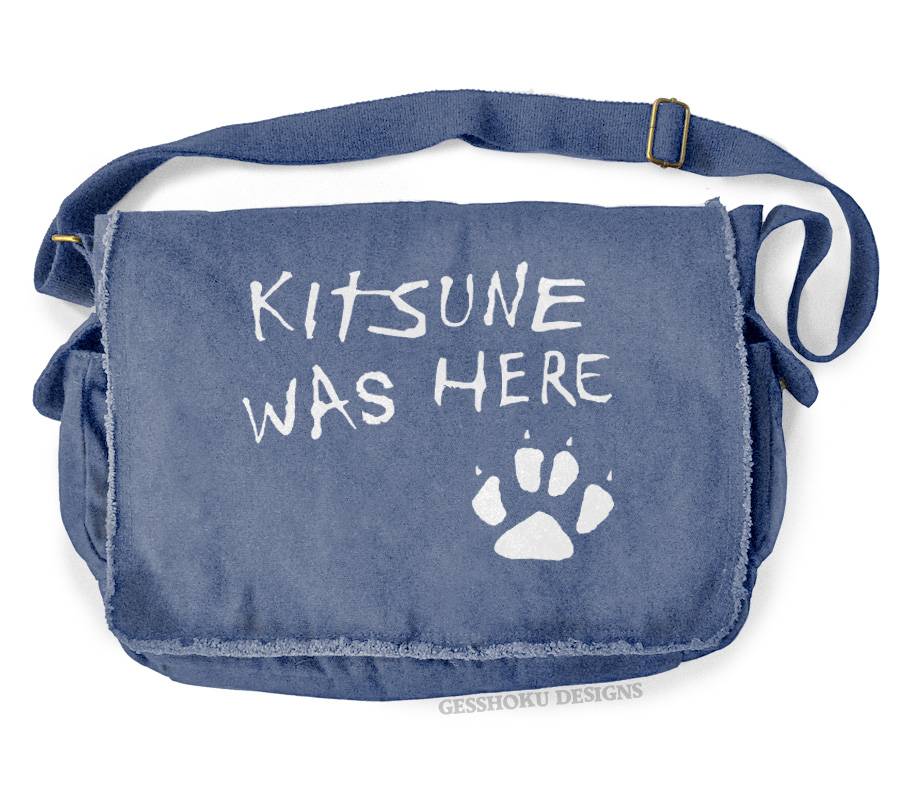 Kitsune Was Here Messenger Bag - Denim Blue