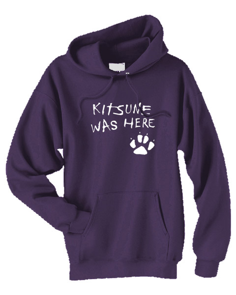 Kitsune Was Here Pullover Hoodie - Purple