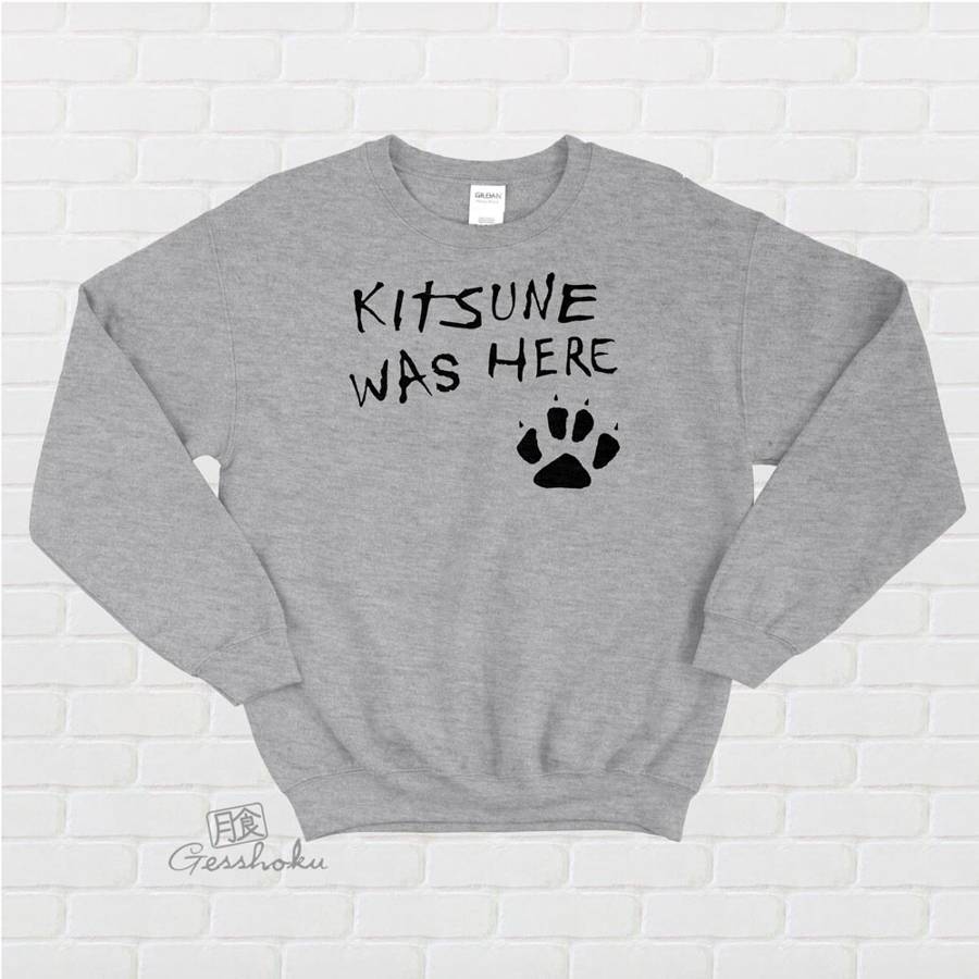 Kitsune Was Here Crewneck Sweatshirt - Light Grey