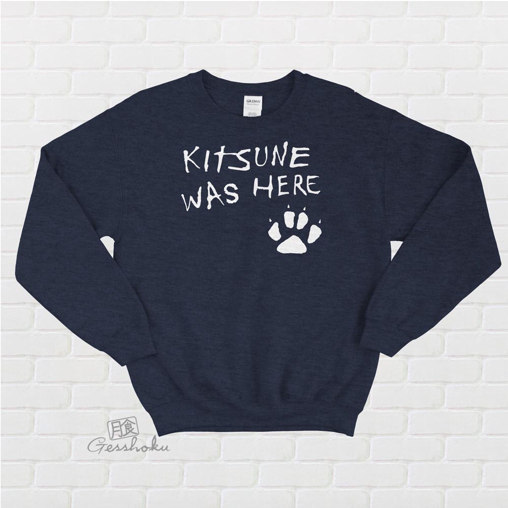 Kitsune Was Here Crewneck Sweatshirt - Heather Navy