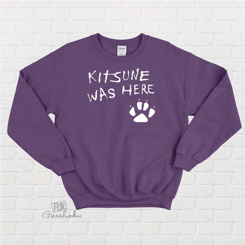 Kitsune Was Here Crewneck Sweatshirt - Purple
