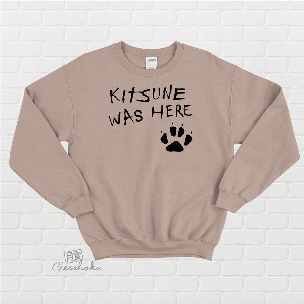 Kitsune Was Here Crewneck Sweatshirt - Pebble Brown