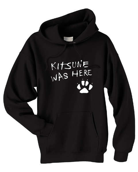 Kitsune Was Here Pullover Hoodie - Black