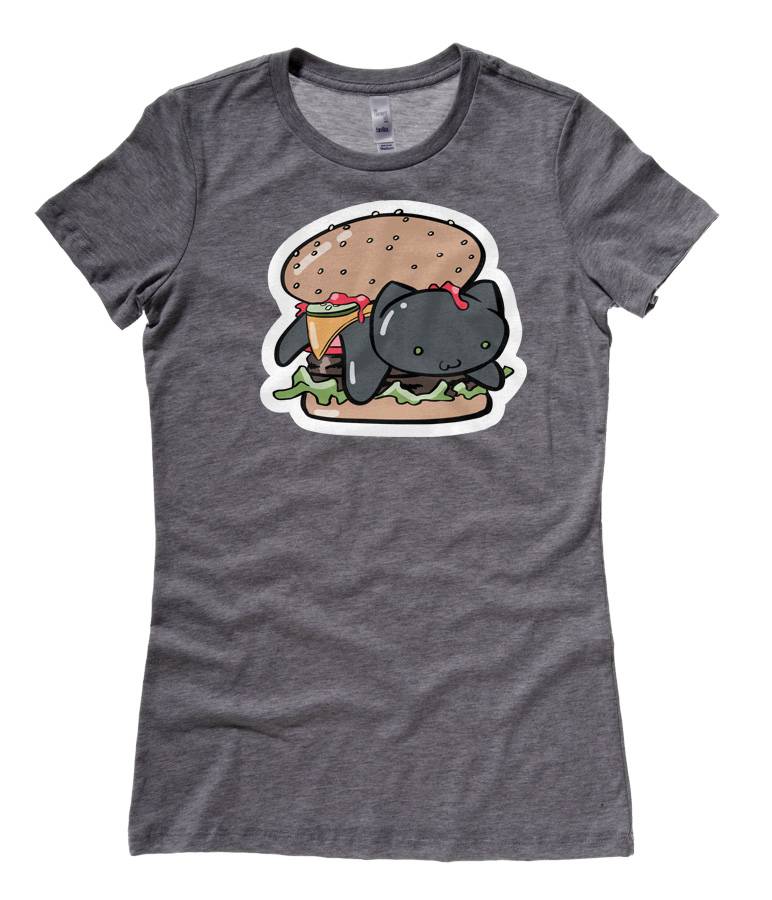 Kitty Burger Ladies T-shirt - Deep Heather Grey