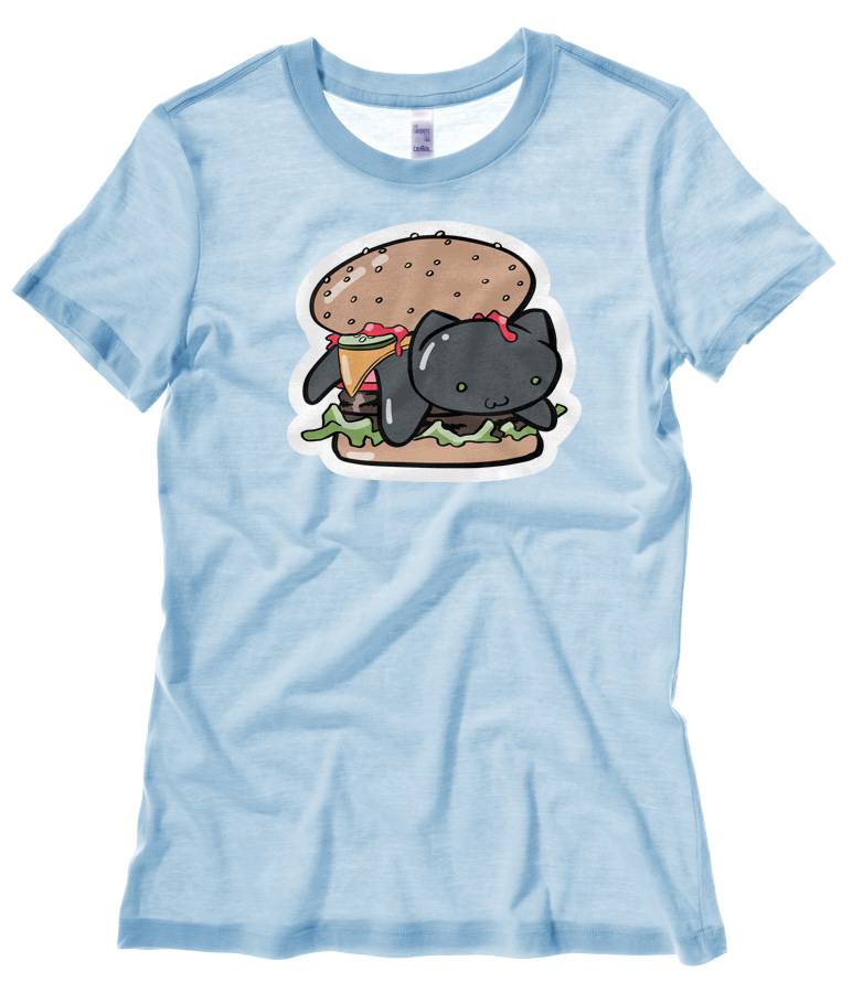 Kitty Burger Ladies T-shirt - Light Blue