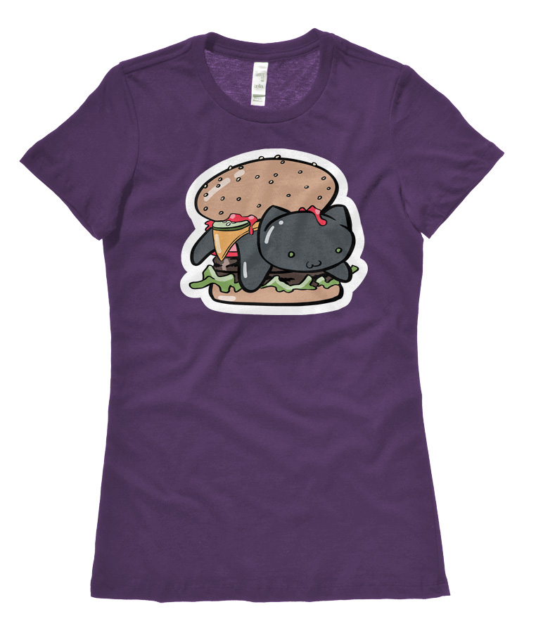 Kitty Burger Ladies T-shirt - Purple