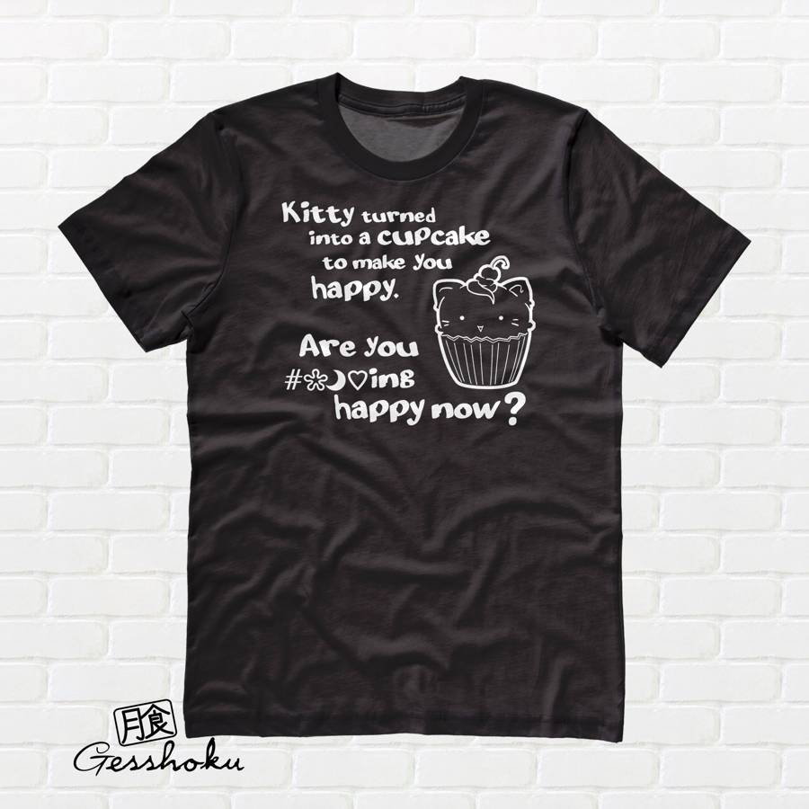 Kitty Turned into a Cupcake T-shirt - Black