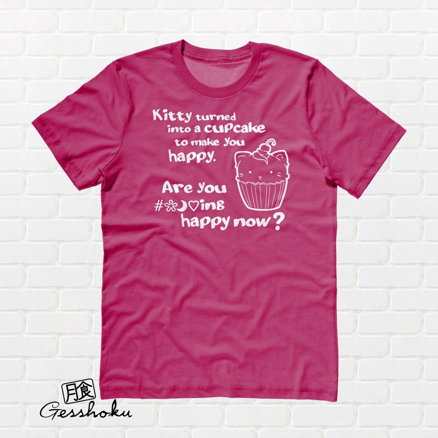 Kitty Turned into a Cupcake T-shirt - Hot Pink